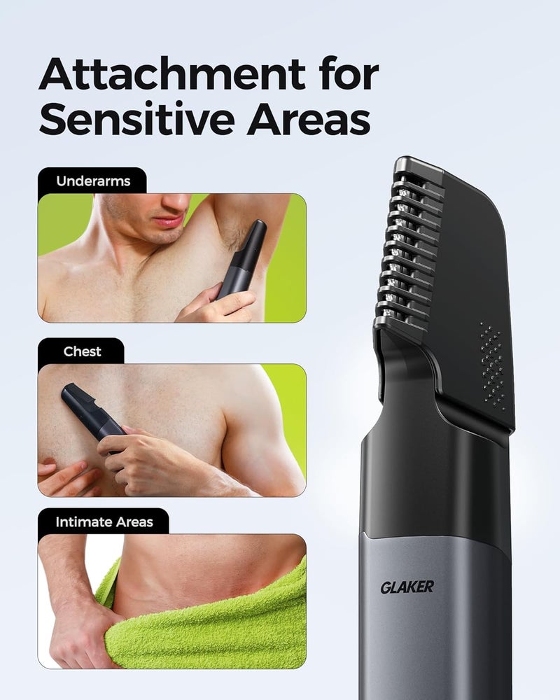 GLAKER Beard Trimmer for Men,Cordless Hair Trimmer,Electric Razor with Interchangeable Magnetic Attachments for Hair Body Facial Trimming,6 in 1 Men Gromming Kit with Storage Bag and Beard Bib Apron - Image 4